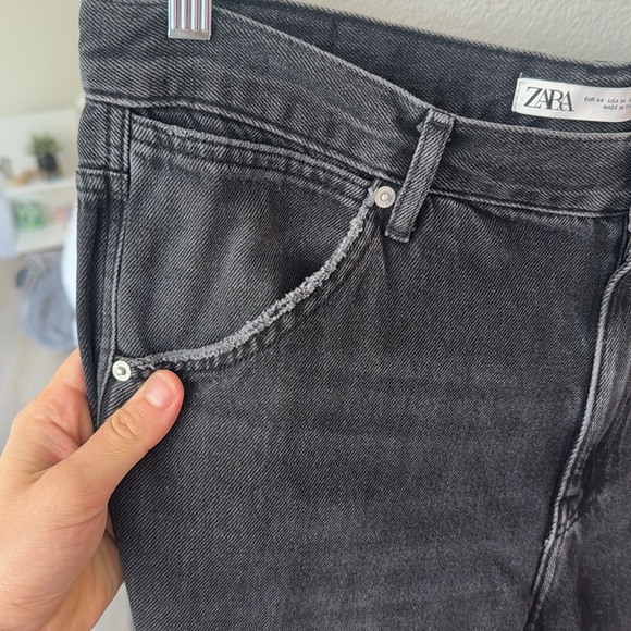 Men’s Zara baggy black/grey washed carpenter jeans size 34 - Picture 3 of 6